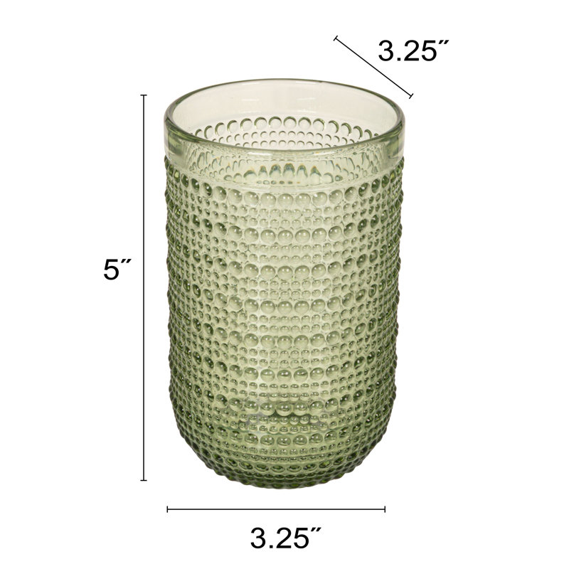 Verres ronds en verre à pois surélevés, Vert