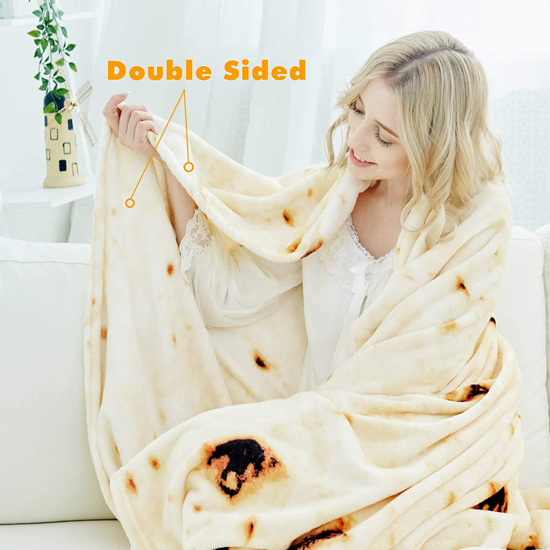 Couverture douce et moelleuse à motif tortilla Burritos Tortilla, L 60 po x L 60 po
