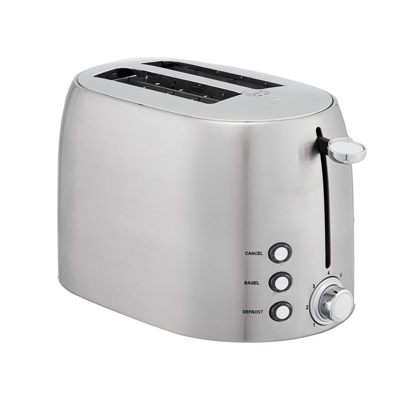 Brushed Silver 2-Slice Toaster with Crumb Tray and 6 Settings