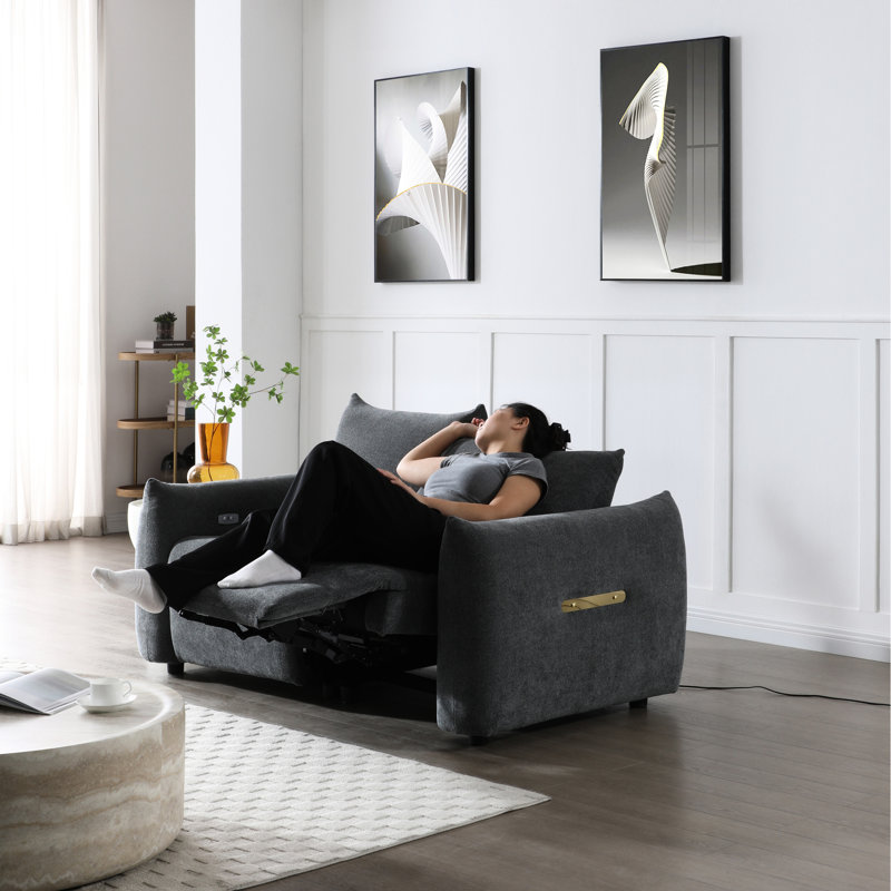 5 fauteuils inclinables gris foncé en lin, porto et porte-gobelet