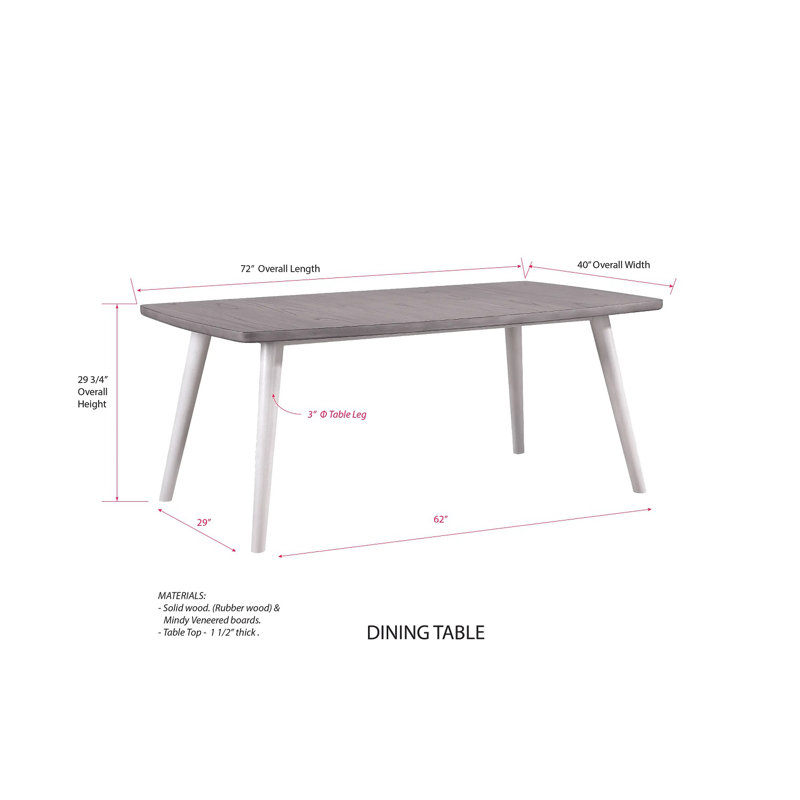 Table de salle à manger rectangulaire 72 po Coe Coombs