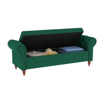 Bench with button tufted seat and armrest