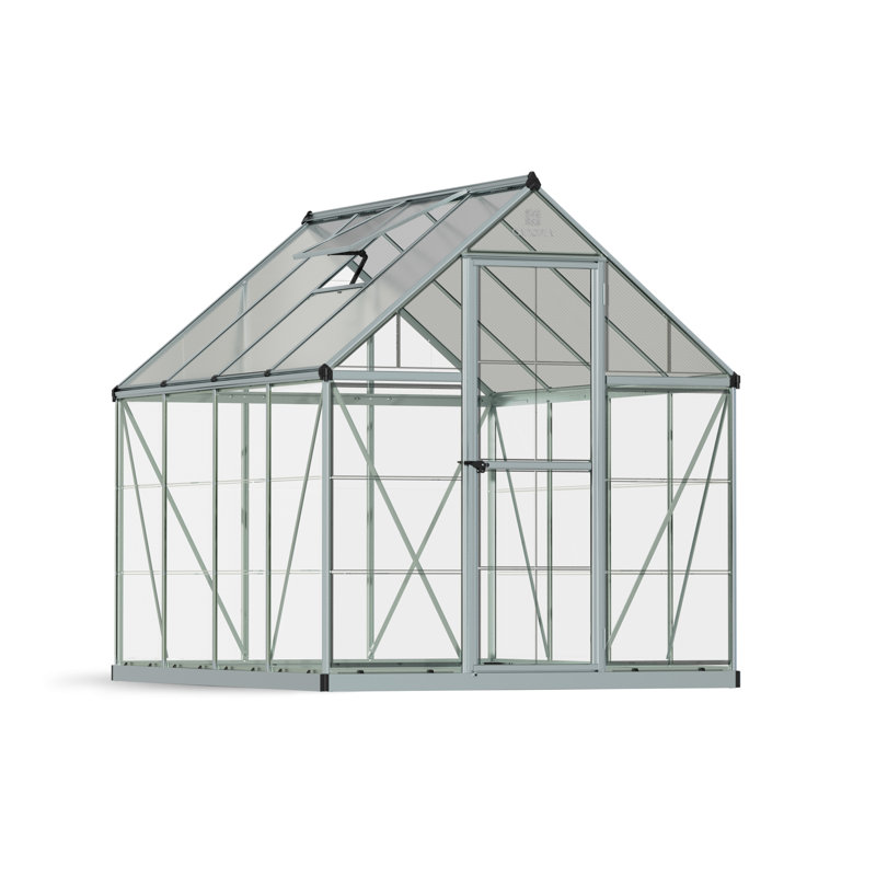 Palram - Ensemble de serre à cadre en aluminium en polycarbonate de style passe-partout hybride l 6 pi x P 8 po Canopia - Argent