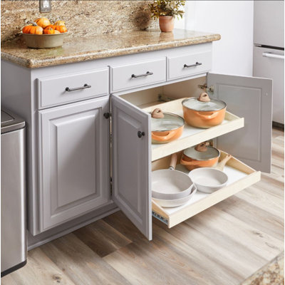  Slide-A-Shelf Custom Made-to-Fit Slide-Out Shelf with Full Extension Rails Wood Pull Out Cabinet Organizer