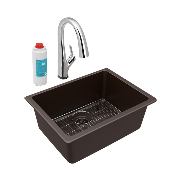 24-5/8" x 18-1/2" x 9-1/2" Undermount Kitchen Sink with Faucet