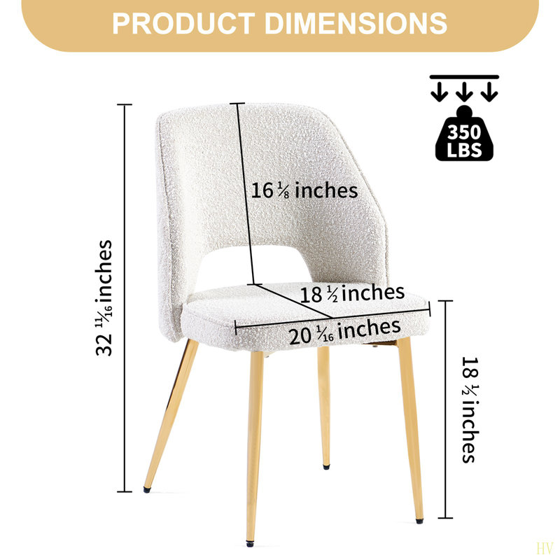 Ensemble de 2 chaises de salle à manger Boucle, Bouclé blanc cassé