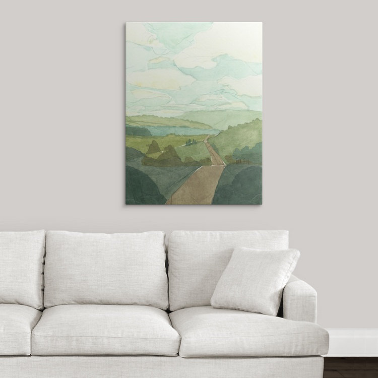 « i » megan meagher, reproduction d’art Countryside Collage, H 36 po x l 27 po x P 1,5 po, Toile