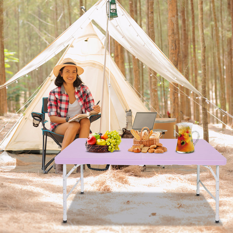 Portable Folding Table Indoor&Outdoor Maximum Weight 135Kg Foldable Table For Camping, Purple