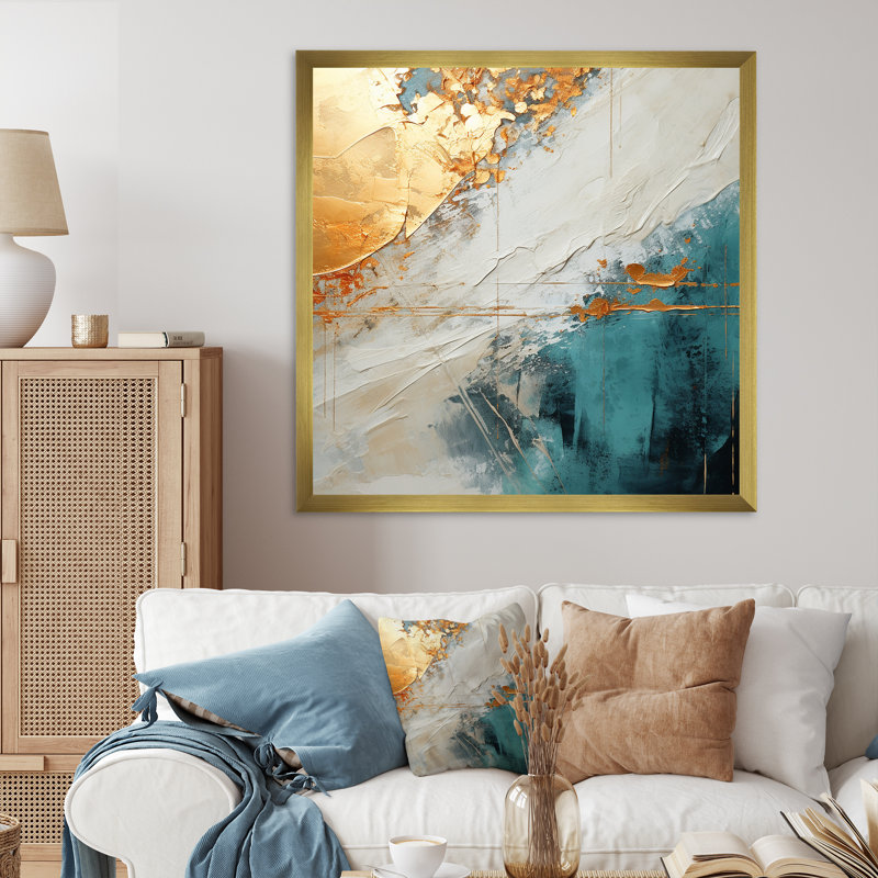 Minimalisme méditation - reproduction sur toile, Cadre doré simple, H 16 po x l 16 po x P 1 po