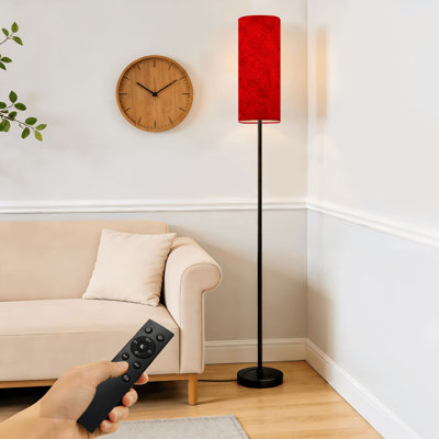 Floor Lamp  Japanese vintage red color paper grunge Dimmable Modern Standing Lamp with Remote Control Footswitch Bulb Lampshade Tall Pole Corner Lamp for Living Room Bedroom Office