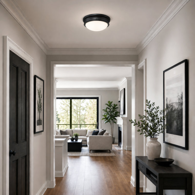 Burtundy Glass Flush Mount, Matte Black