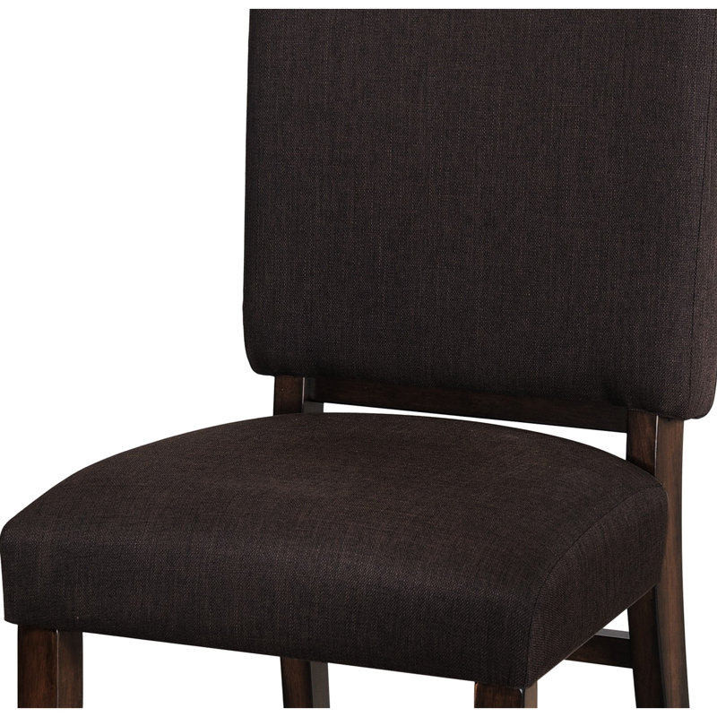 Chaises d'appoint recouvertes de tissu brun chocolat 2 pièces, structure en bois au fini noyer pour les sièges de salle à manger