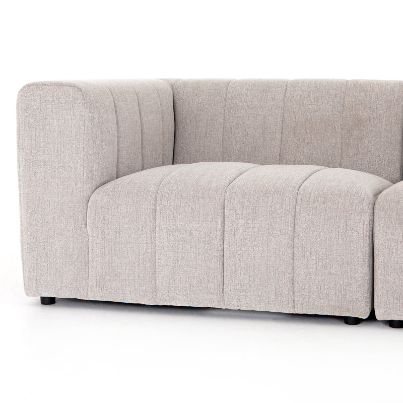 Langham Modular Chaise Sectional, Right Hand Facing, Light Gray Napa Sandstone Polyester, Black