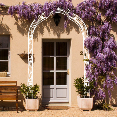 Arche de jardin en métal - 8 styles assemblables, blanc, améliorer les façons de construire, rehausser l'extérieur