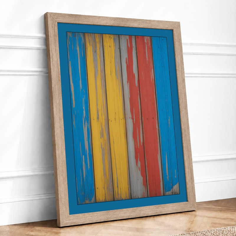 Weathered Planks Rustic - Framed Print, A2 - 59.4 x 42.0 cm, Oak