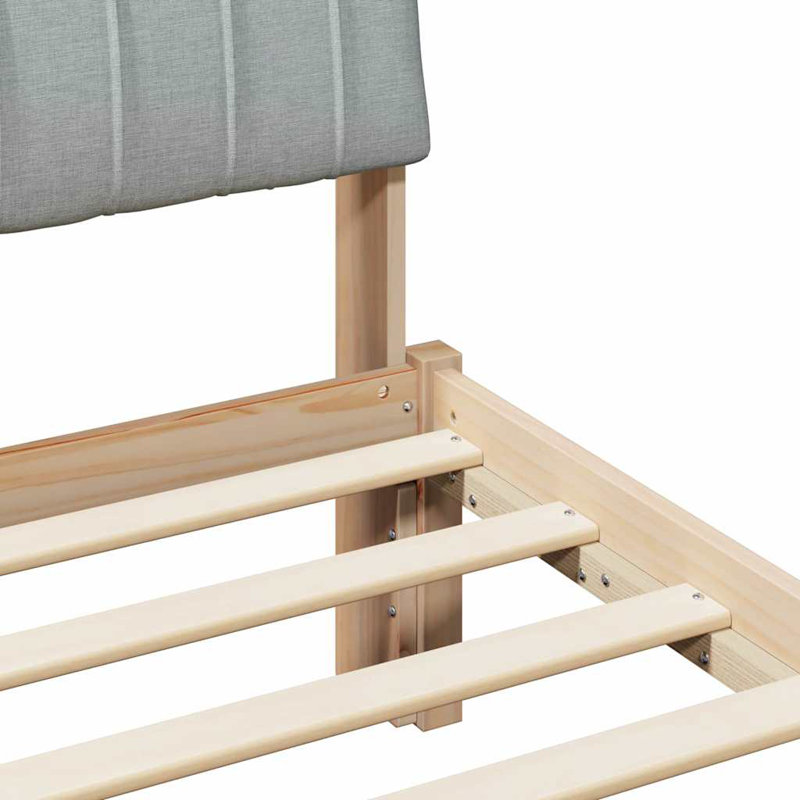 Solid Wood Bed Frame, European Single (90 x 190 cm), Brown/Light Grey