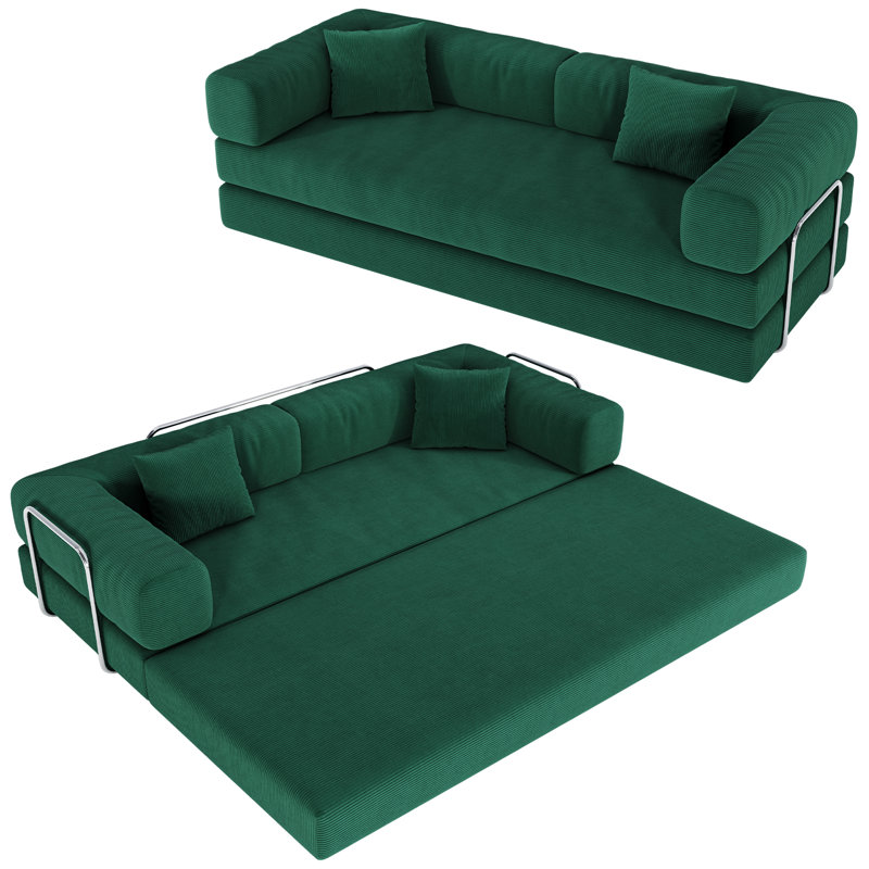 Canapé modulaire à compression de 78,8 pouces, canapé convertible 4 places avec accoudoirs coussinés, canapé-lit sans cadre en mousse pour le salon et la chambre à coucher, gris
