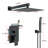 10-Inch Matte Black Wall Mounted Rain Shower System with Handheld Shower Head and Storage Shelf-122549293
