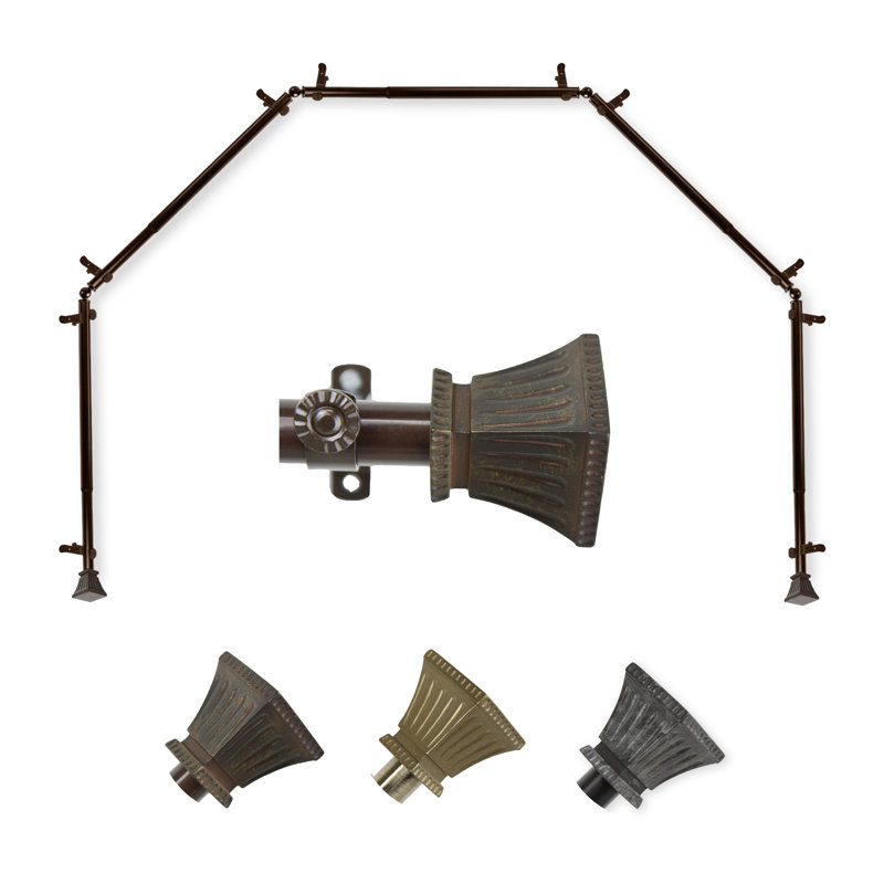 Tringle à rideaux simple ajustable 0,81 po Maliyah, Cacao, 28 po à 48 po (chaque côté)