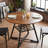 Industrial Round Dining Room Set For 4, Wood Kitchen Table And Chairs With Curved Back Upholstered Seats-452048677-452048676-452048679