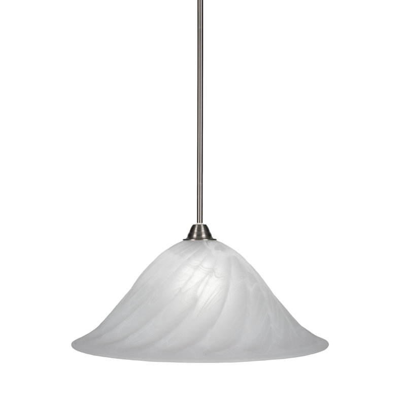 Luminaire suspendu Averyon Paramount, fini nickel brossé et verre tourbillon blanc albâtre