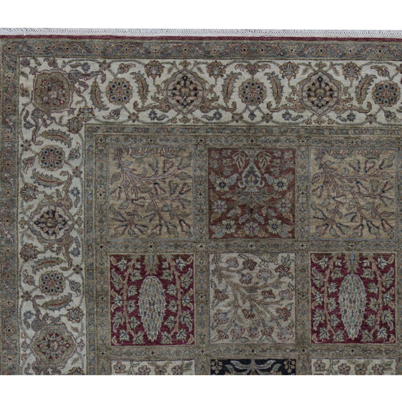 Wool Oriental Area Rug in Brown/Ivory/Burgundy