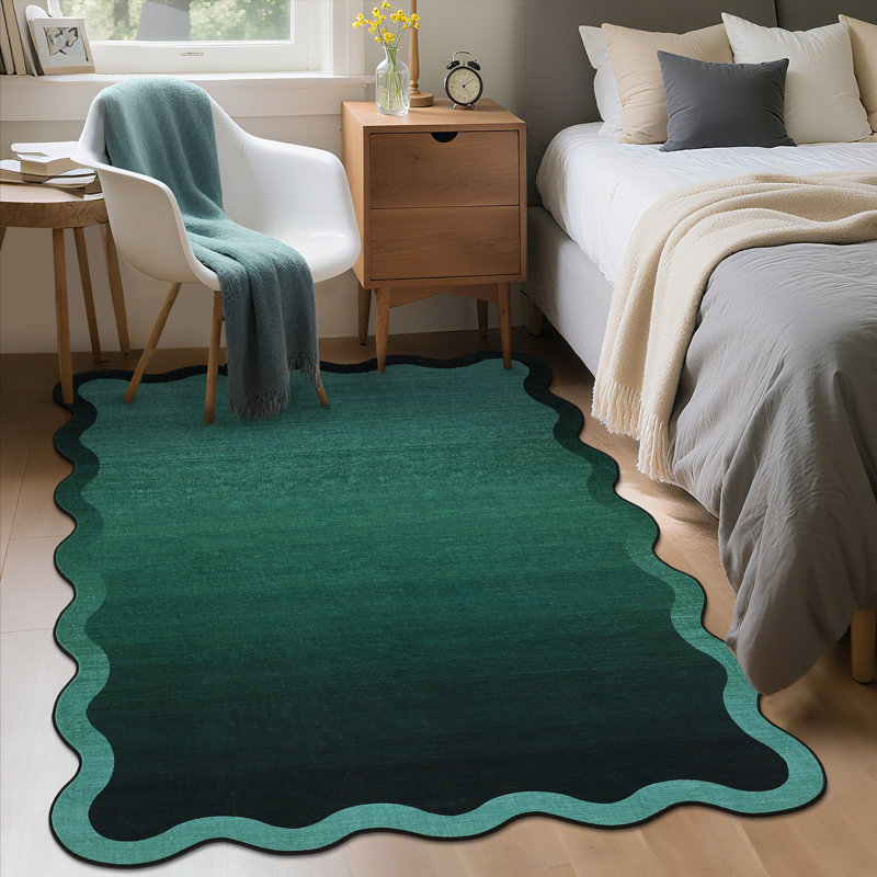 Modern Scalloped Ombre Area Rug 9x12ft Washable Non Slip Carpet for Living Room Bedroom Nursery Dining Room Office Camel 9x12ft
