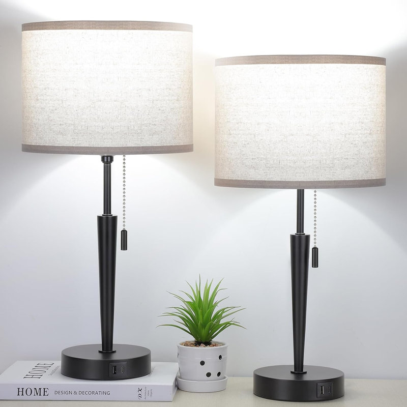 Lampe de table Kamuri en métal USB