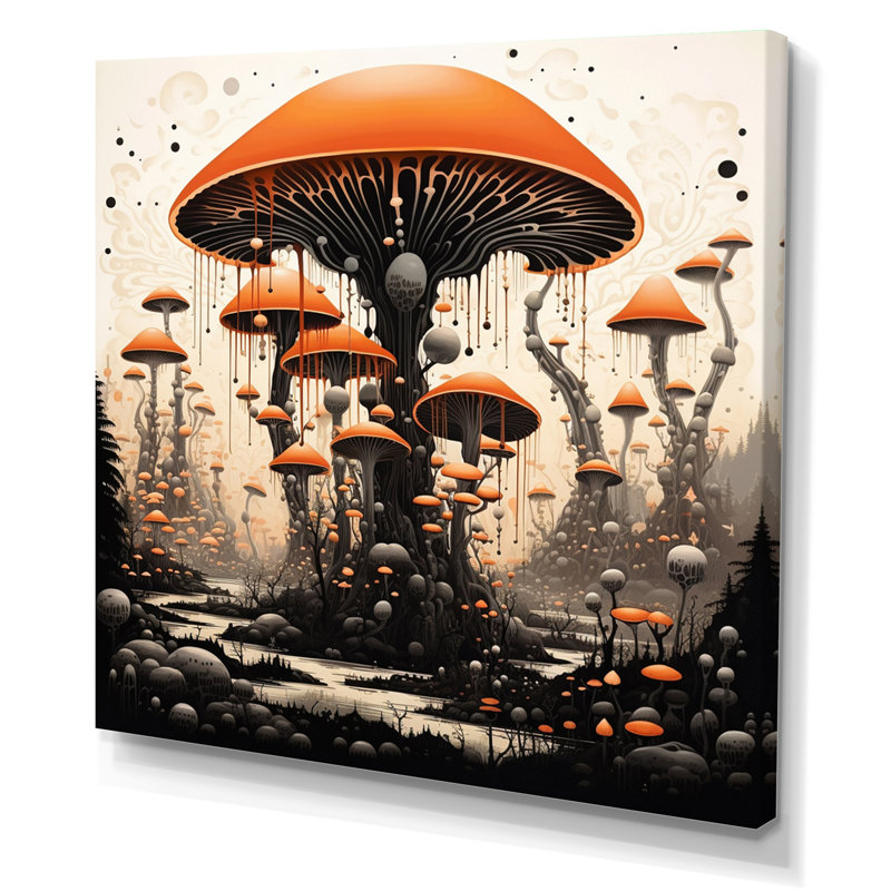 Amarita - Illustration rétro de champignon magique - reproduction, H 24 po x l 24 po x P 1 po, Toile tendue