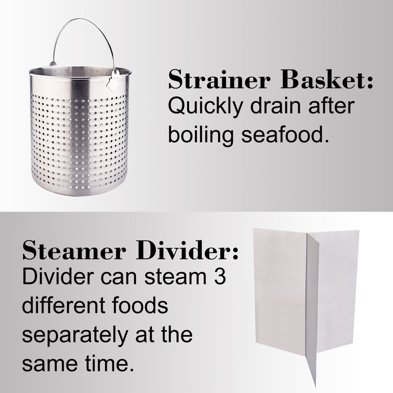 64-Quart Stainless Steel Stock Pot with Basket and Lid