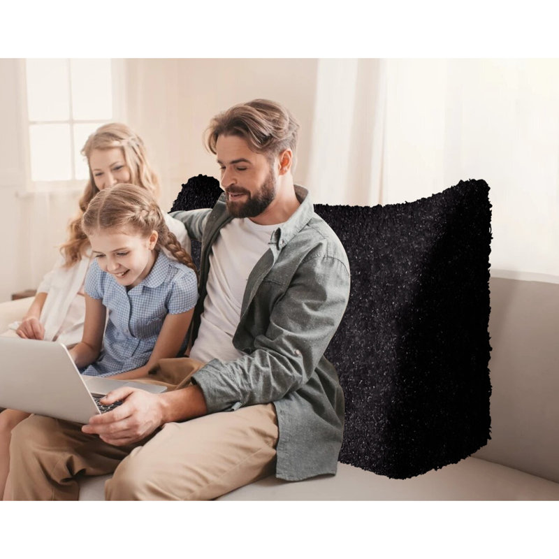200 cm Wedge Back Pillow, Black, 50cm H x 160cm W
