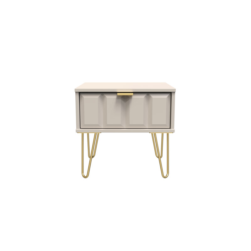 Baudi 45 cm W Bedside Table, Beige