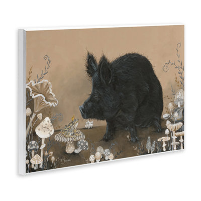 "Hog & Frog with Mushroom", art mural sur bois par Hollihocks Art