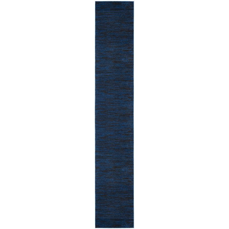 Mullican Sandy Solid Blue Easy Care Indoor/Outdoor Area Rug, Runner 2'2" x 16'