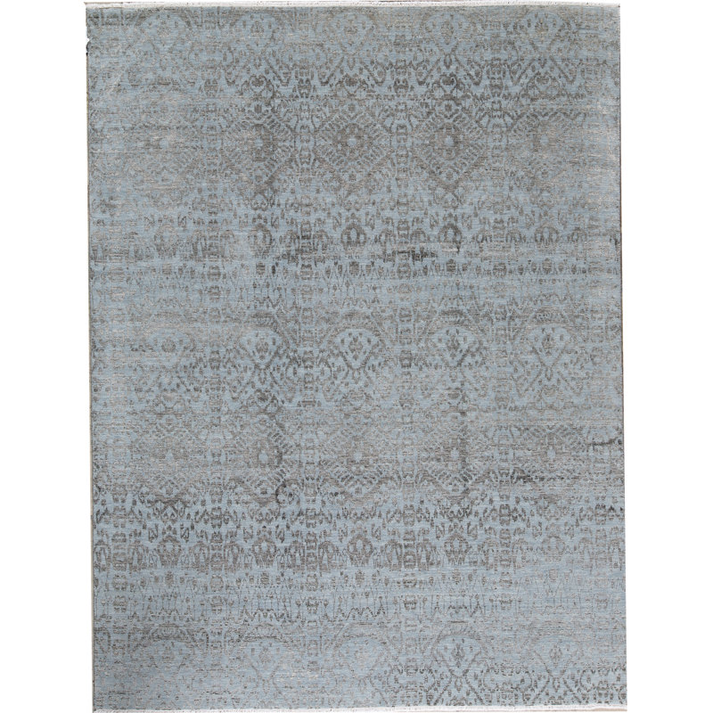 Wool Ikat Area Rug in Gray