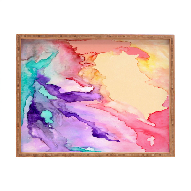 Rosie Brown Wood Tray, 1.75" H x 18" W x 14" D