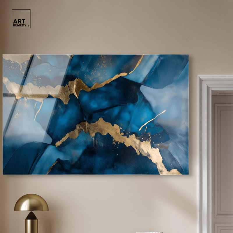 Art mural acrylique bleu foncé texturé avec toucher III par Art Remedy, prêt à être accroché, H 36 po x l 54 po