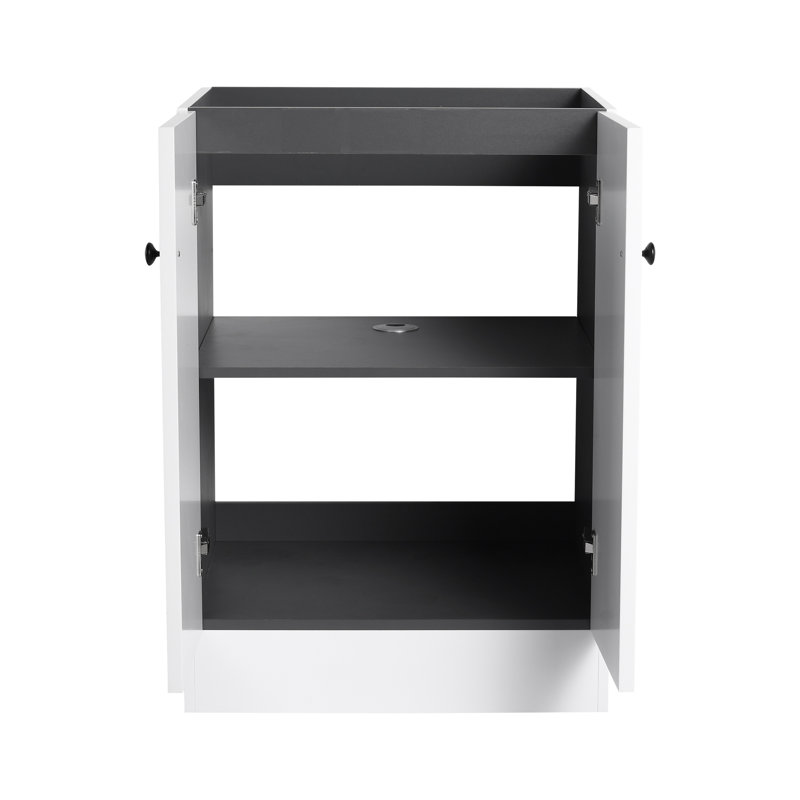 Meuble-lavabo autoportant 24 po avec portes à fermeture douce, base de rangement en contreplaqué blanc