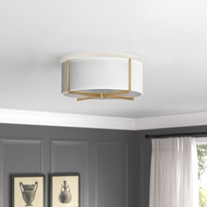 Plafonnier semi-encastré 3 lumières 19,5 po Axis, Laiton héritage, Blanc cassé