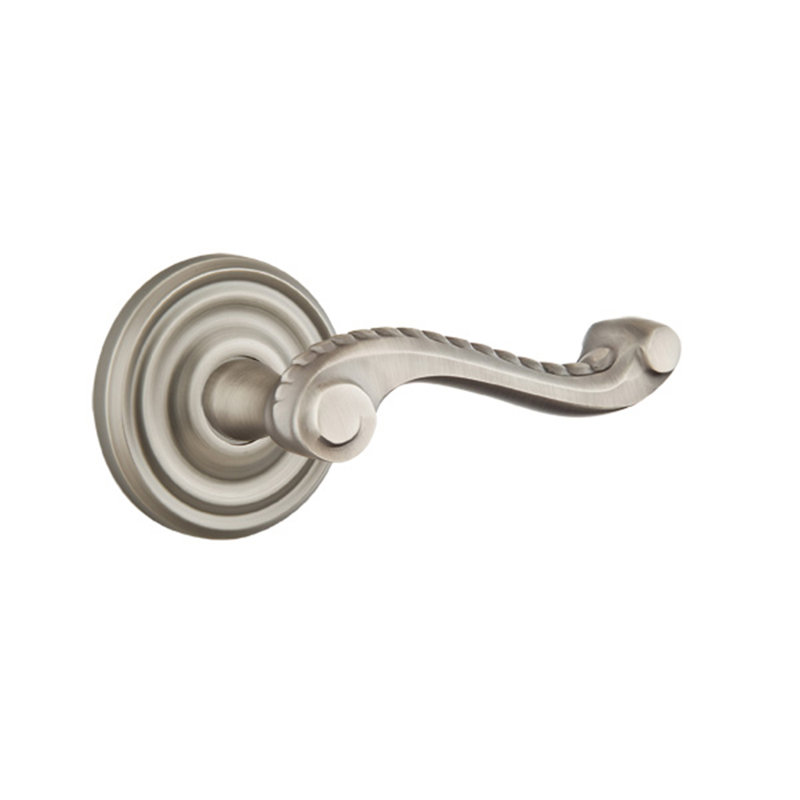Wave/Drop Keyed (Entry) Door Lever with Round Rosette, Yes, Left, Antique Nickel
