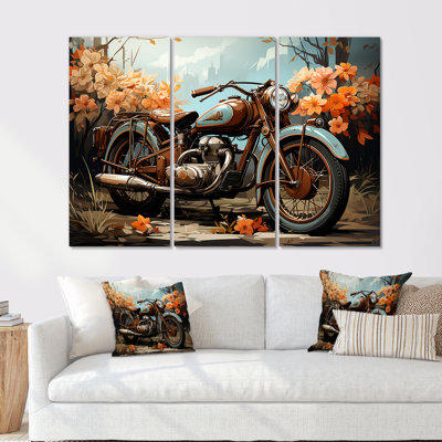 Retro cruiser moto I - ensemble de reproductions d'art mural
