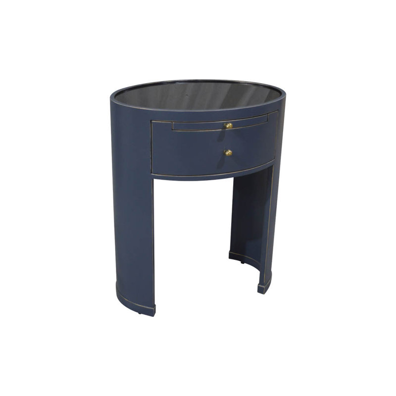 Coppess 55cm W Solid Wood Bedside Table, Blue