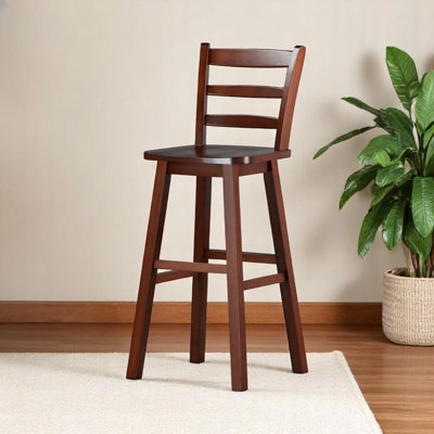 Tazewell Swivel Bar Stool with Ladder-back, Walnut