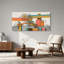Art abstrait sur toile, formes et lignes abstraites géométriques en orange et bleu sarcelle-1317340574