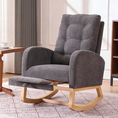 Chaise berçante d'appoint avec repose-pieds et poche de rangement