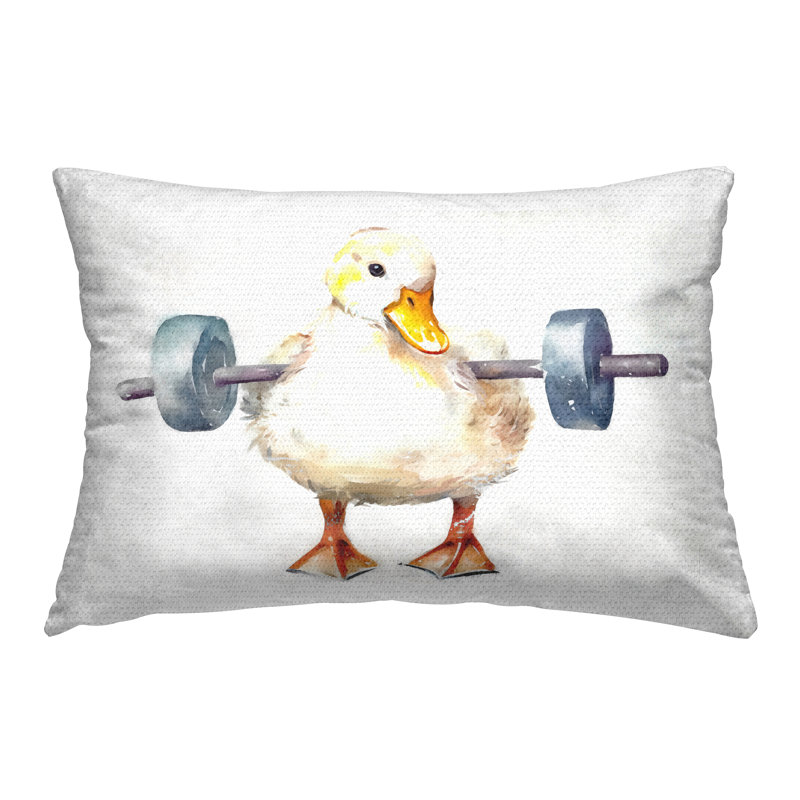 Coussin d'extérieur haltérophile avec imprimé de portrait de canard par Ziwei Li