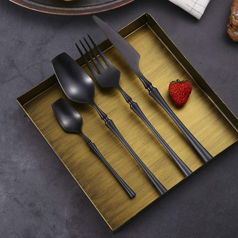 Ensemble de couverts Demi-Mai, service pour 4, Noir