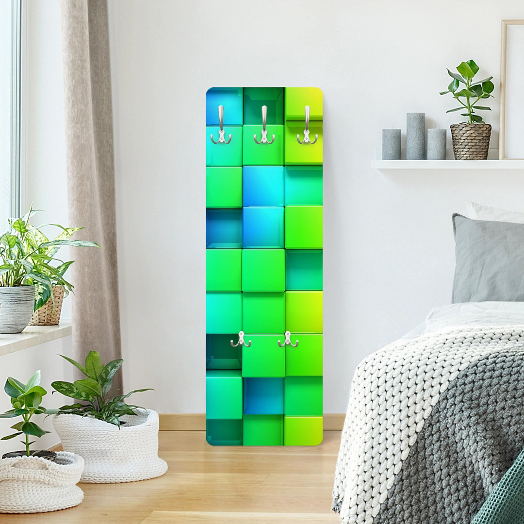 Stubbs 5 - Hook Wall Mounted Coat Rack in Green