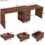 Bureau moderne en L 90 po en noyer avec 3 tiroirs, bureau pivotant à 360 ° en bois, bureau de direction, bureau d'angle, poste de travail de bureau, pour le bureau à domicile ou le salon-1546308427