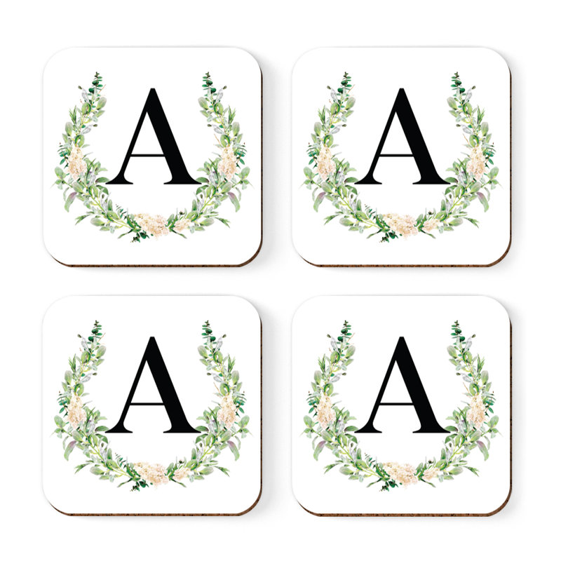 Verre à café sous-verre de jardin monogramme initiale B, A